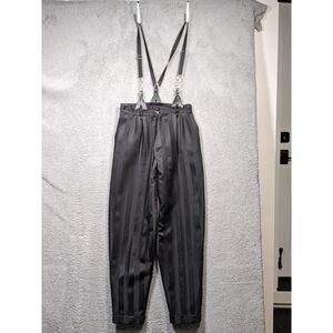 35th & 10th Vintage Women's Fully Pleated Suspender Pants Black